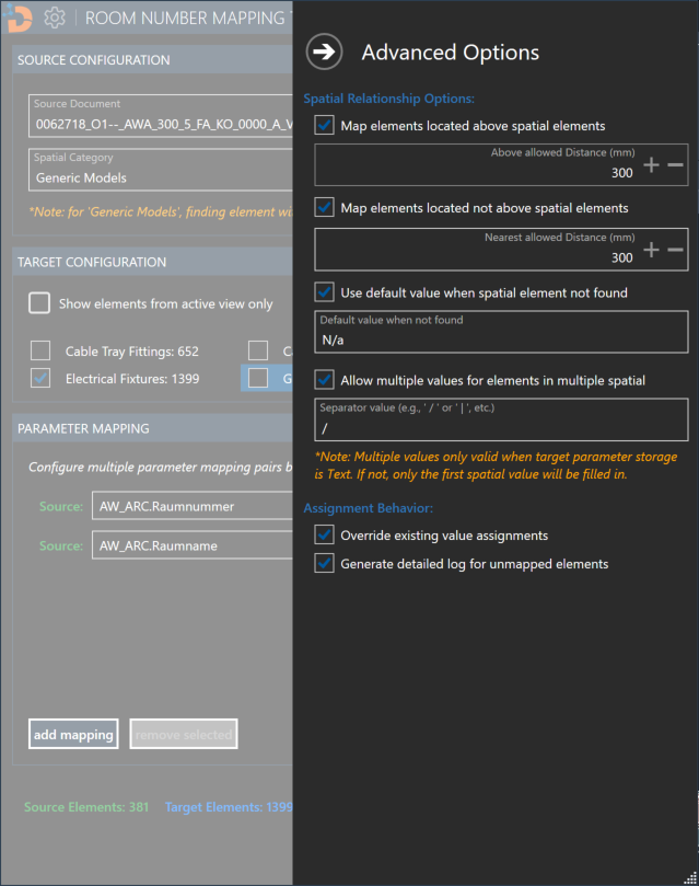 Room Mapping Settings
